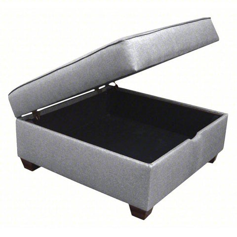 Storage Ottoman: 36 in Overall Wd, 36 in Overall Dp, 18 in Overall Ht, Gray, Black, 1 Compartments