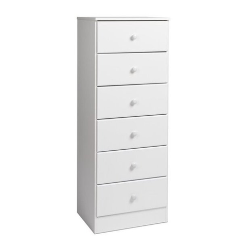 Traditional 6 Drawer Wood Lingerie Chest in White