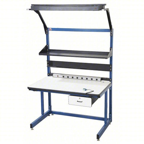 PRO-LINE Workstation: Adj Ht, Laminate, 60 in x 30 in, 850 lb Overall Load Capacity, Blue, Laminate