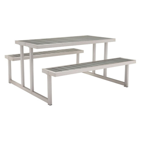 ZUO Cuomo Picnic Table in Brushed Aluminum