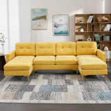 111" U-Shape Convertible Sectional Sofa Couch with Movable Ottoman-ModernLuxe