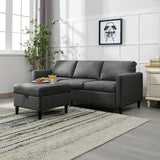 Convertible Sectional Sofa Couch, 3 Seat Upholstered Sofa with Flexible Storage Ottoman Chaise, Modern Modular L-Shape Couches
