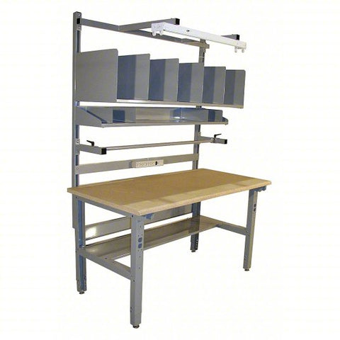 Packing Table: 60 in x 34 in x 84 in, 750 lb Wt Capacity, 30 in Min Tabletop Ht, Unfinished, Gray