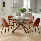 Aunnika 5-Piece Round Dining Set with Tempered Glass Table