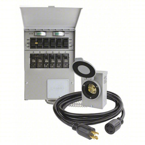 RELIANCE Manual Transfer Switch: Single Phase, 125/250V AC, 30 A Current Rating, 0 Spaces, Prewired