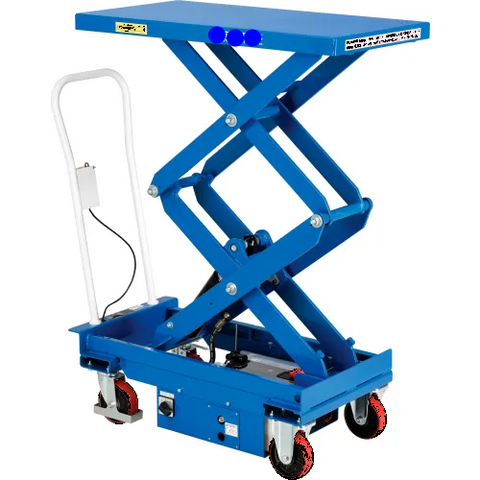 Battery Powered Mobile Double Scissor Lift Table, 40"Lx20-1/2"W, 660Lb. Cap.