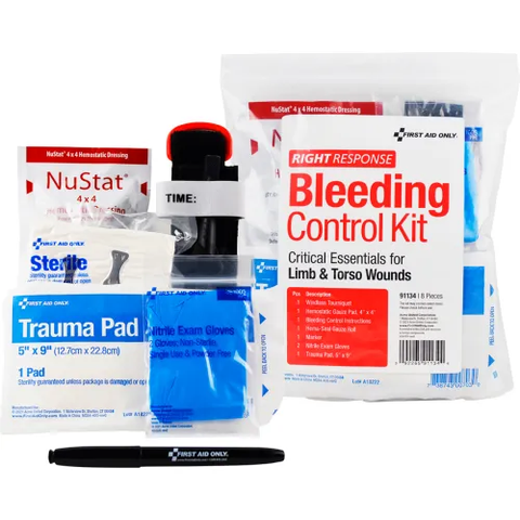 First Aid Only® Critical Essential Bleeding Control Kit, 1-24 Persons, 8 Pieces, Plastic Case-2 packs