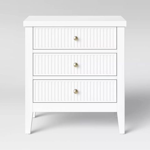 Wrentham Beadboard Farmhouse 3 Drawer Nightstand White - Threshold™