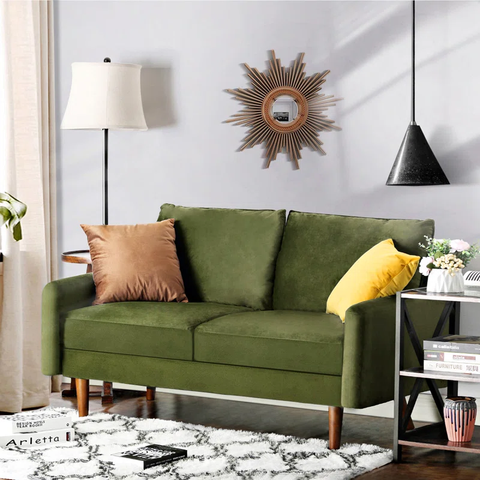 Everly Quinn Hessville Sofa 56" Velvet Round Arm Loveseat