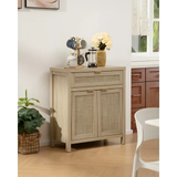 Buffet Cabinet Sideboard Cabinet with Rattan Decor Doors and Adjustable Shelves