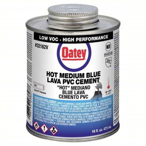 OATEY Cement: Lava Hot Medium, 16 fl oz, Brush-Top Can, Blue