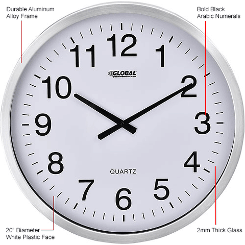 Oversized Wall Clock - 20” - Aluminum