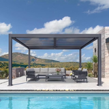 Outdoor Louvered Pergola with Adjustable Hardtop Roof Patio Pergola Deck Garden Yard