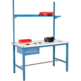 72x30 Production Workbench ESD Square Edge - Drawer, Upright & Shelf BL