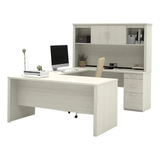 Modern Wood U-Shaped Computer Desk with Hutch