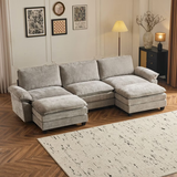 Karl Home -120 in. W Pillow Top Arm Double-layer Cushion Chenille Sofa