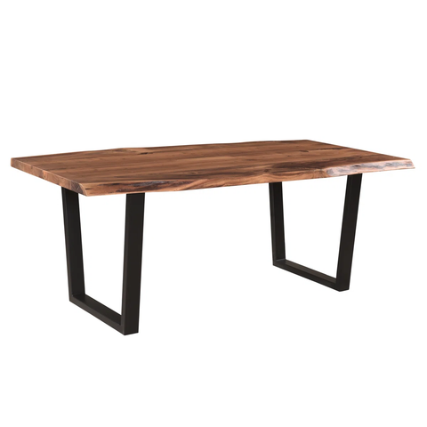 Finneytown Acacia Solid Wood Top Metal Base Dining Table