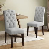 Arjo Tufted Linen Upholstered Parsons Chair (Set of 2)