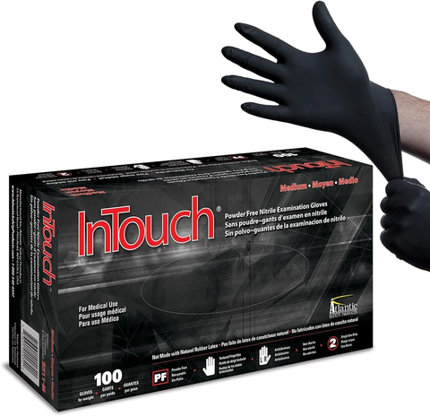 Atlantic Safety Products B311-M InTouch Exam Gloves, Black, Medium (B311-M)