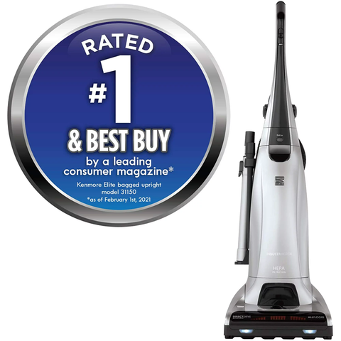 Elite 31150 Beltless Pet Friendly Bagged Upright Vacuum, 22.62lbs - black-Silver