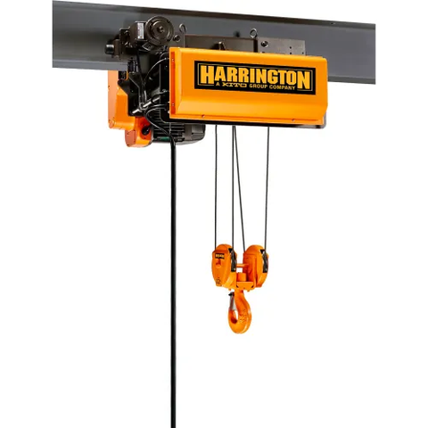 Harrington RY 5 Ton Dual Speed Electric Wire Rope Hoist And Trolley, 33' Lift, 26/4.3 FPM, 460V
