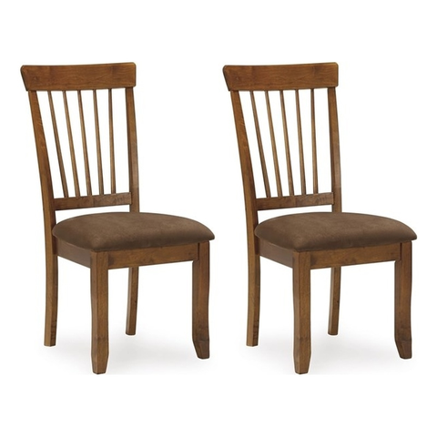 Ashley Berringer Microfiber Upholstered Dining Side Chair in Rustic Brown-Set of 2