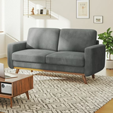 Neche 68" Corduroy Sofa for Living Room, 2 Seater Cream Couch for Small Space Office, Comfy Loveseat in a Box