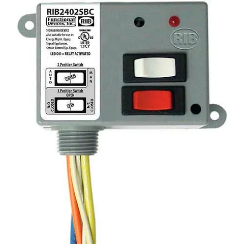 RIB® Enclosed Power Relay RIB2402SBC, 20A, SPDT, 24VAC/DC/208-277VAC, Override