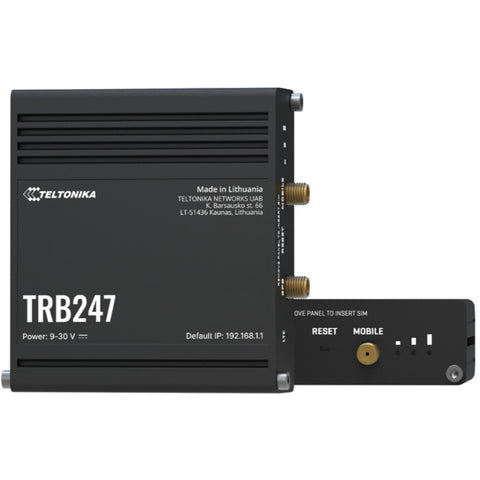 Gateways LTE Cat 1 gateway, Gigabit Ethernet port, configurable I/O ports, and RS232/RS485 interfaces.