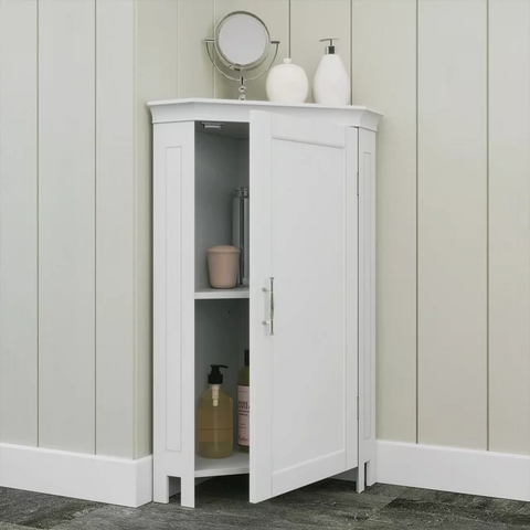 Somerset Single Door Corner Cabinet, White