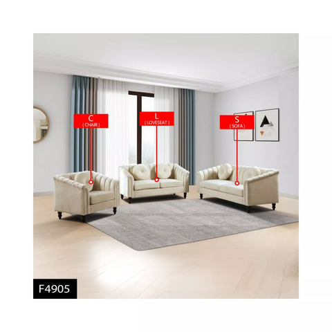 DOMETOUR 3-Piece White Microfiber Sofa Set - Modern Living Room Couch