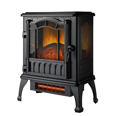 Mainstays 1500w 2-Setting 3D Electric Stove Heater with Life-like Flame, Black