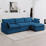 Hyleory 112 in. W 4-Piece Modern Corduroy Fabric Sectional Sofa Couch with Ottoman