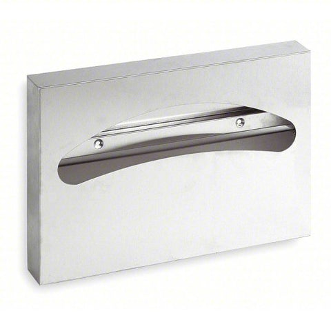 TOUGH GUY Toilet Seat Cover Dispenser: 1/2 Fold, (250) Seat Covers, Silver, Stainless Steel
