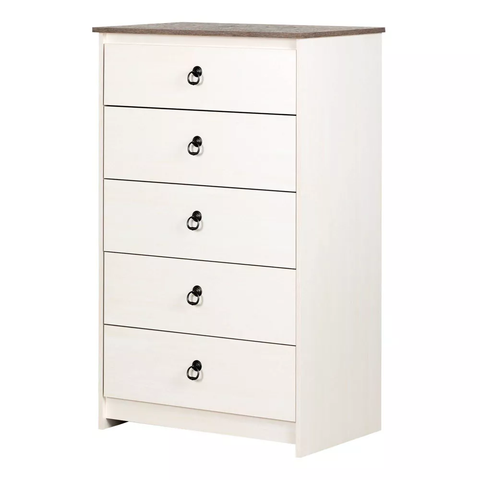 Plenny 5 Drawer Chest White Wash/Weathered Oak - South Shore
