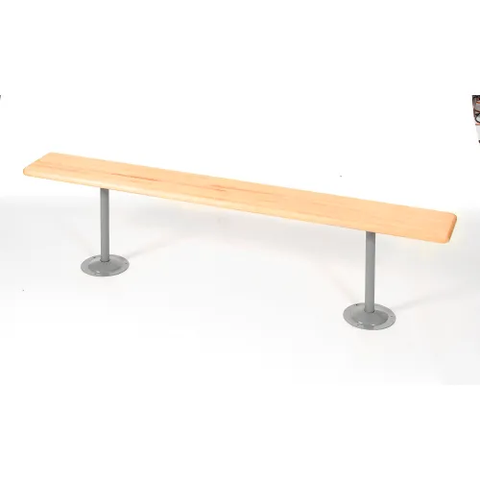 Locker Room Bench, Hardwood With Steel Tube Pedestal Legs, 36 x 9-1/2 x 17