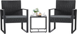 Flamaker Patio Set Outdoor Wicker Furniture, Modern Bistro Set with Rattan Chair and Coffee Table for Yard