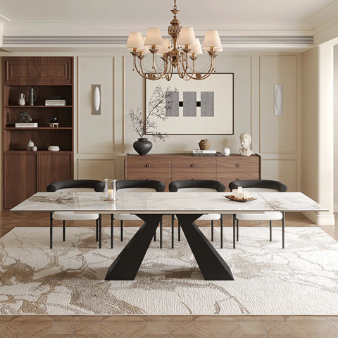 Joceline 78.74'' to 110.23” Extendable Rectangular Sintered Stone Dining Table For 10-12