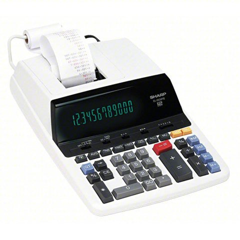 SHARP Printing Calculator: Fluorescent Display, 5 in Display Wd, Ribbon, 3 1/4 in Ht, 8 3/4 in Wd