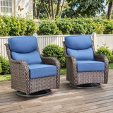 Planntonneo  Patio Wicker Swivel Glider Chairs with 6-Inch Cushions