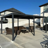 Outdoor Louvered Pergola with Adjustable Hardtop Roof Patio Pergola Deck Garden Yard