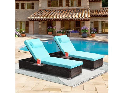 Wicker Chaise Lounge Set