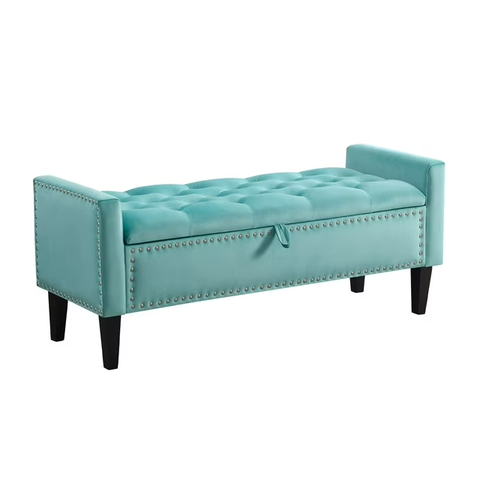 Velvet Storage Bench, Upholstered Bed Bench with Storage