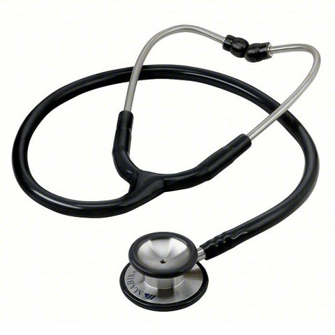 MABIS Stethoscope: Stethoscope, Adult, Acoustic, Single, Black, 30 in Overall Lg, Reusable