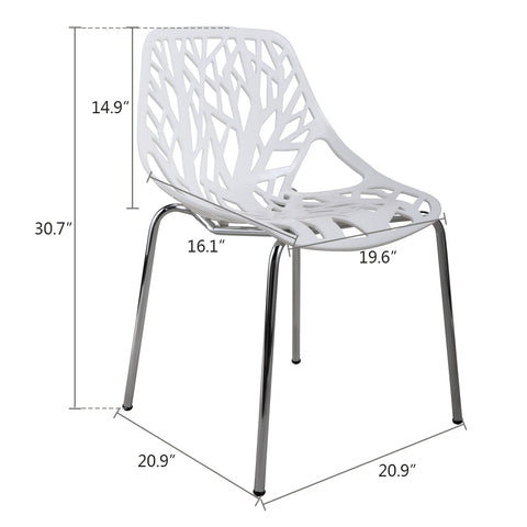 Set of 4 Modern Dining Chair Stackable-white