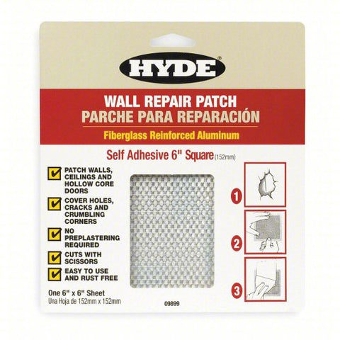 HYDE Wall Patch: Wall Repair Patch, 6 in x 6 in, Gray