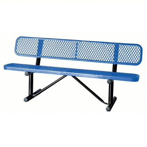 Outdoor Bench: Thermoplastic Coated Metal, 600 lb Load Rating, Blue, Portable