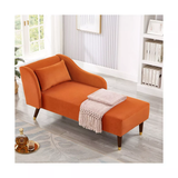 Modern Velvet Chaise Lounge Chair, Upholstered Arm Chaise Lounge
