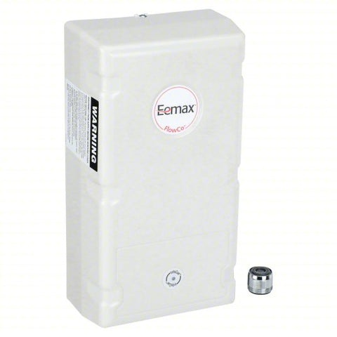 Electric Tankless Water Heater: Indoor, 10,000 W, 2 gpm Max. Flow Rate, 10.75 in Overall Ht