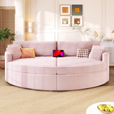 Upholstered Loveseat Sofa Couch Oversized Double Chaise Lounge Sofa Bed with USB Ports & Pillows